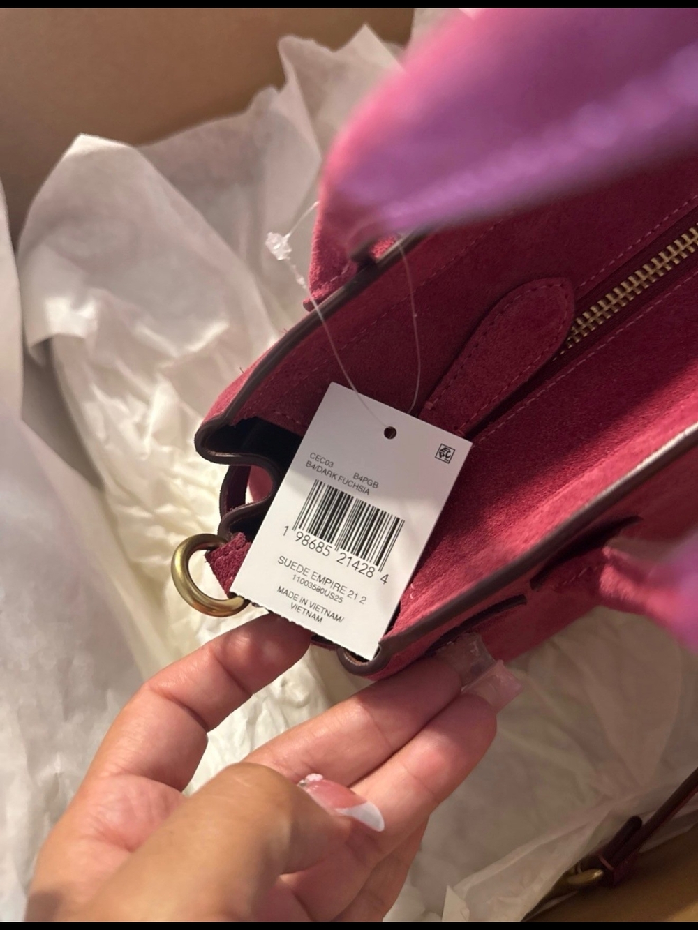 *NOT FOR SALE* Coach EMPIRE 21 SUEDE Bag in Fuchcia - Picture 3 of 6